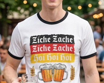 Oktoberfest Prost Zicke Zacke Beer Stein Illustration T-Shirt | German Oktoberfest Cheers October Fest Germany Bavaria Gift
