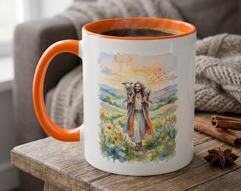 Christian Faith Jesus Sheep Luke 15:4 Lost Sheep Verse Mug | Accent Coffee Mug Save Bible Gift Scripture
