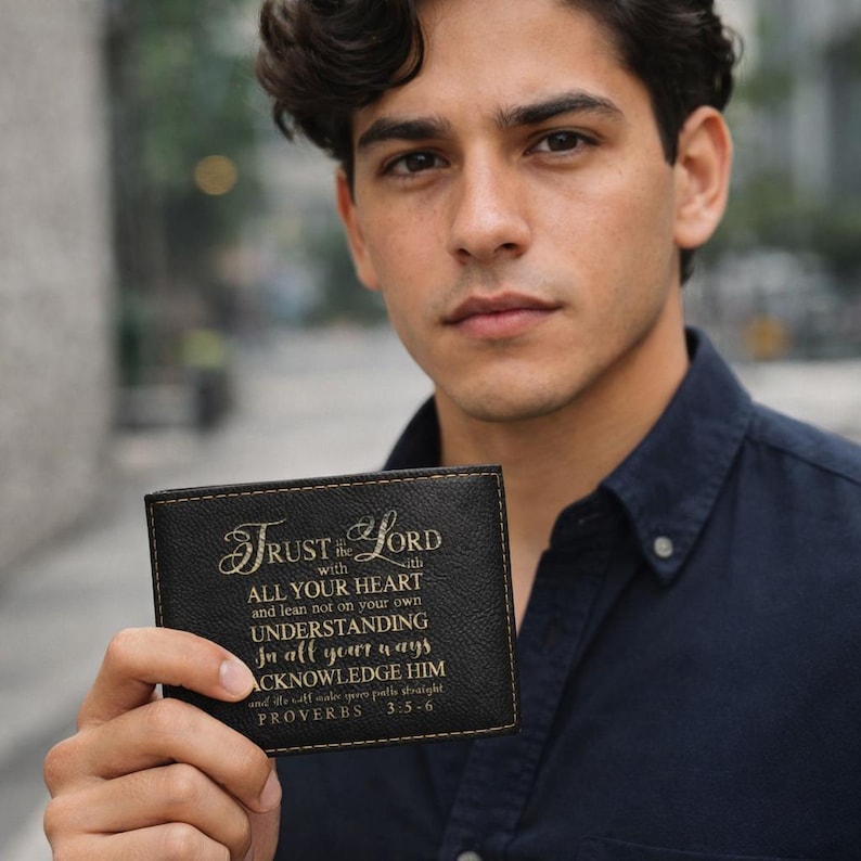 Christian Faith Men's Trust the Lord Scripture Wallet | Bi-fold Wallet ...