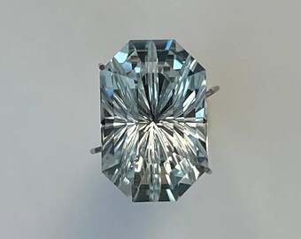Ljusblå Volyn Topas 7,80 ct – Avlång oktagon specialslipad radiell slipning, ukrainsk naturlig lös ädelsten, ORLIVET Signatur