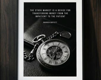 Warren Buffett Fine Art Print – Stock Market Patience Quote – Old Money Wall Art – Minimalist Executive Investor Poster – Quiet Luxury Decor