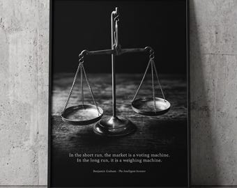 Benjamin Graham Print | Value Investing Wall Art | Weighing Machine | Financial Advisor Gift | Intelligent Investor | Finance Office Decor