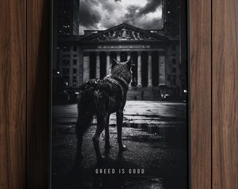 Wolf of Wall Street Poster – Gordon Gekko Old Money Fine Art Print – Black White Cinematic Finance Executive Office Decor – Investor Gift