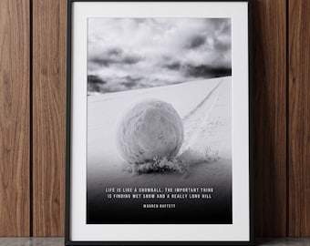 Warren Buffett Poster, Snowball Quote Fine Art Print, Compound Interest Art, Berkshire Hathaway, Luxury Corporate Gifts, Investor Wall Art