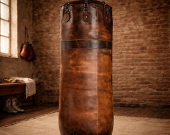 Vintage Horse Leather Punching Bag: Heavy Duty Boxing Training Bag