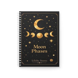 Moon Phases Notebook  Celestial Moon Journal, Lunar Phases Notebook, Witchy Spiral Notebook, Astrology Journal