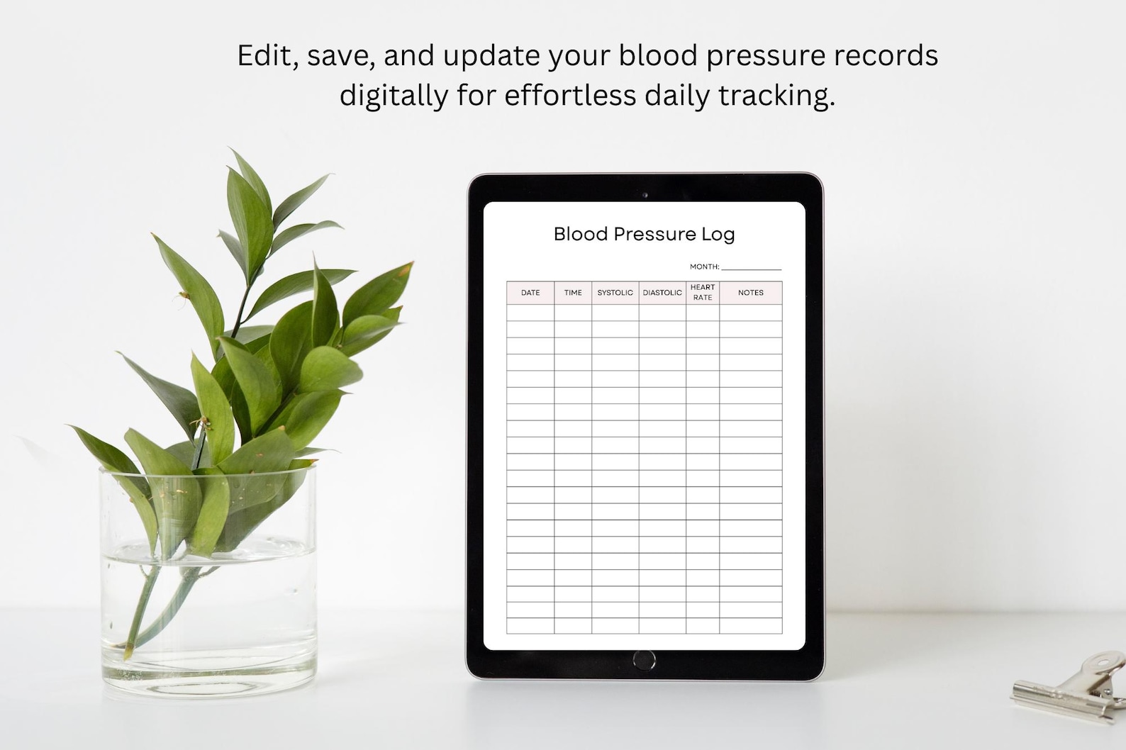 Blood Pressure Log Printable PDF & Canva Editable | BP Tracker ...