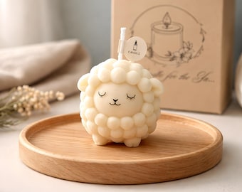 Handgemachte Schaf Kerze – Süße Deko Kerze aus hochwertigem Wachs – Perfektes Geschenk, Minimalistische Geschenkidee, Ostern Deko