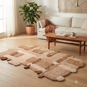 Hand-Tufted Wool Cowhide Patchwork Rug | Organic Shape, Custom Size
