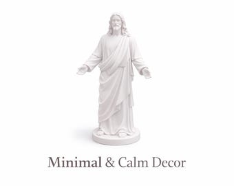 Minimal Jesus Statue White | Modern Home Decor | Aesthetic Shelf Decor | Neutral Room Decor | Small Statue for Desk | Calm Decor Piece