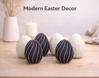 Modern Easter Egg Decor Set – Minimalist 3D Printed Eggs, Sculptural Home Decor, Spring Table Centerpiece, Neutral Aesthetic Decor