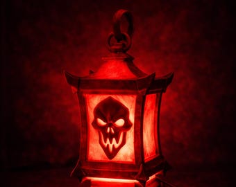 Red Thresh Lantern Lamp LED | Dark Gamer Decor | Halloween Lamp | RGB Gaming Light | League of Legends Inspired | Desk Setup Decor