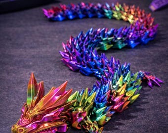 Rainbow Articulated Dragon – Flexible 3D Printed Dragon – Colorful Fidget Toy – Desk Toy – Dragon Gift – Sensory Toy
