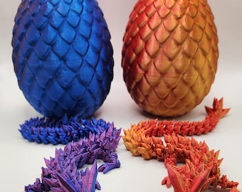 Dragon Egg with Mini Dragon – 3D Printed Fantasy Gift – Rainbow Silk Dragon Hatchling – Dragon Egg Surprise – Collectible Decor