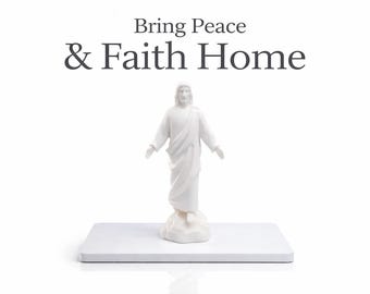 White Jesus Statue 15 cm | Christian Home Decor | Religious Gift for Women Men | Small Jesus Figurine | Spiritual Shelf Decor, Catholic Gift
