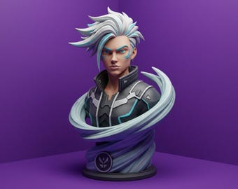 Jett Inspired 3D Printed Bust - Wind Duelist Hand Painted Statue-Gamer Room Decor - Collectible Figure - Fan Art Sculpture - Video Game Gift
