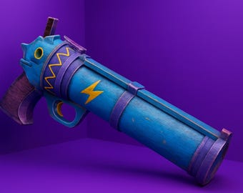 Jinx Zapper Gun Replica - League of Legends Arcane Prop - Hand Painted 3D Printed Pistol - Jinx Cosplay Accessory - Gamer Room Wall Decor