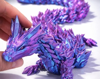 Articulated Dragon 3D Printed – Flexible Crystal Dragon Toy – Fidget Desk Toy – Dragon Gift – Sensory Toy for Adults  Kids