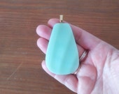 Teardrop Jade-ite Pyrex Jewelry Pendant, 14k bail, Repurposed broken Vintage Fire King Swirl bowl, Vintage Green milk glass bowl, MCM P705