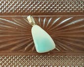 Ripple Blue Pyrex Jewelry Pendant,aka Turquoise Crinoline,Teardrop,Unique Upcycle Recycle broken Vintage 1950 Hazel-Atlas, PyrexJewelry P397