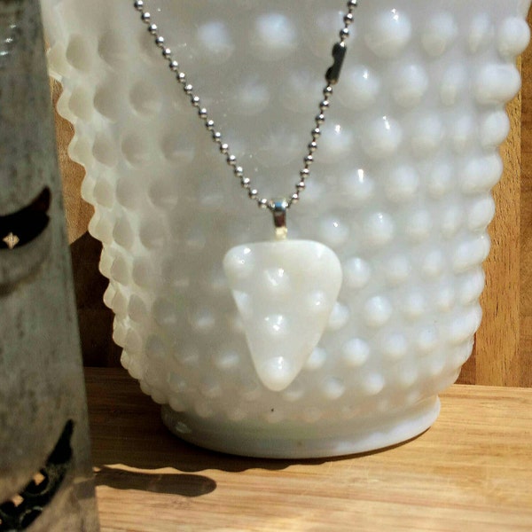 Hobnail MilkGlass Pyrex Jewelry Pendant, Arrow, Unique Upcycled Recycled broken 1950's Vintage planter, Triangle, MCM Mod PyrexJewelry #P152