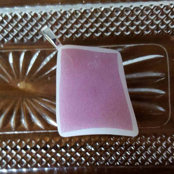 Crown Agee Plum Pyrex Jewelry Pendant, Matte Purple, HTF Repurposed pendant, broken Vintage Australian bowl, PyrexJewelry MCM pendant #P151