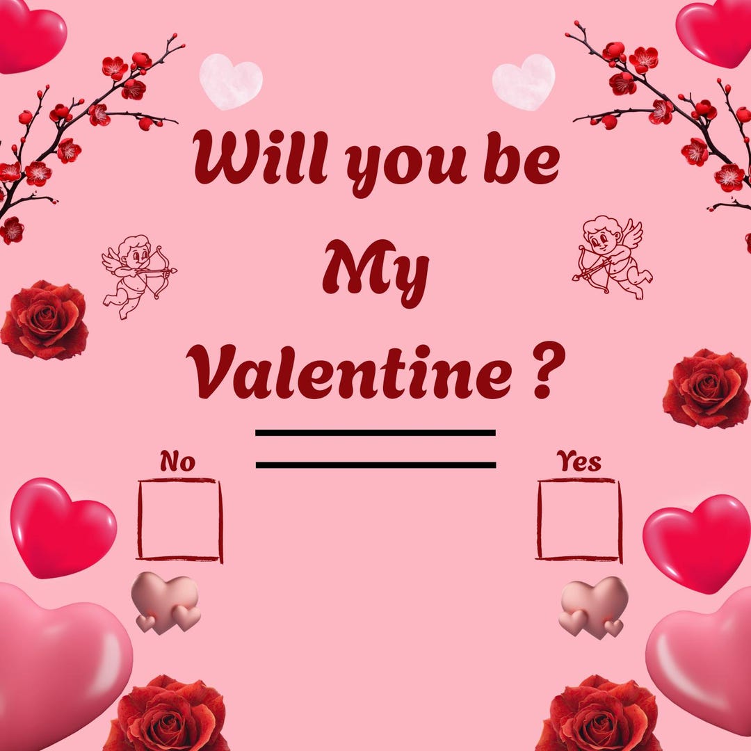 Will You Be My Valentine Card | Romantic Proposal, Printable (PDF ...