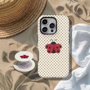 Ladybug Polka Dot Phone Case, Cute Insect Shape, Quirky Design Compatible With iPhone 17 16 15 14 13 12 11 Pro Max, Samsung S26 S25 S24 S23