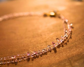 summer dainty resin choker, princess/brat style, pink drops pearl