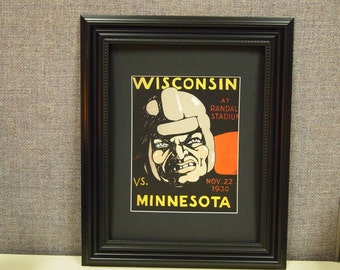 Vintage 1930 Wisconsin-Minnesota Official football program print ready for framing