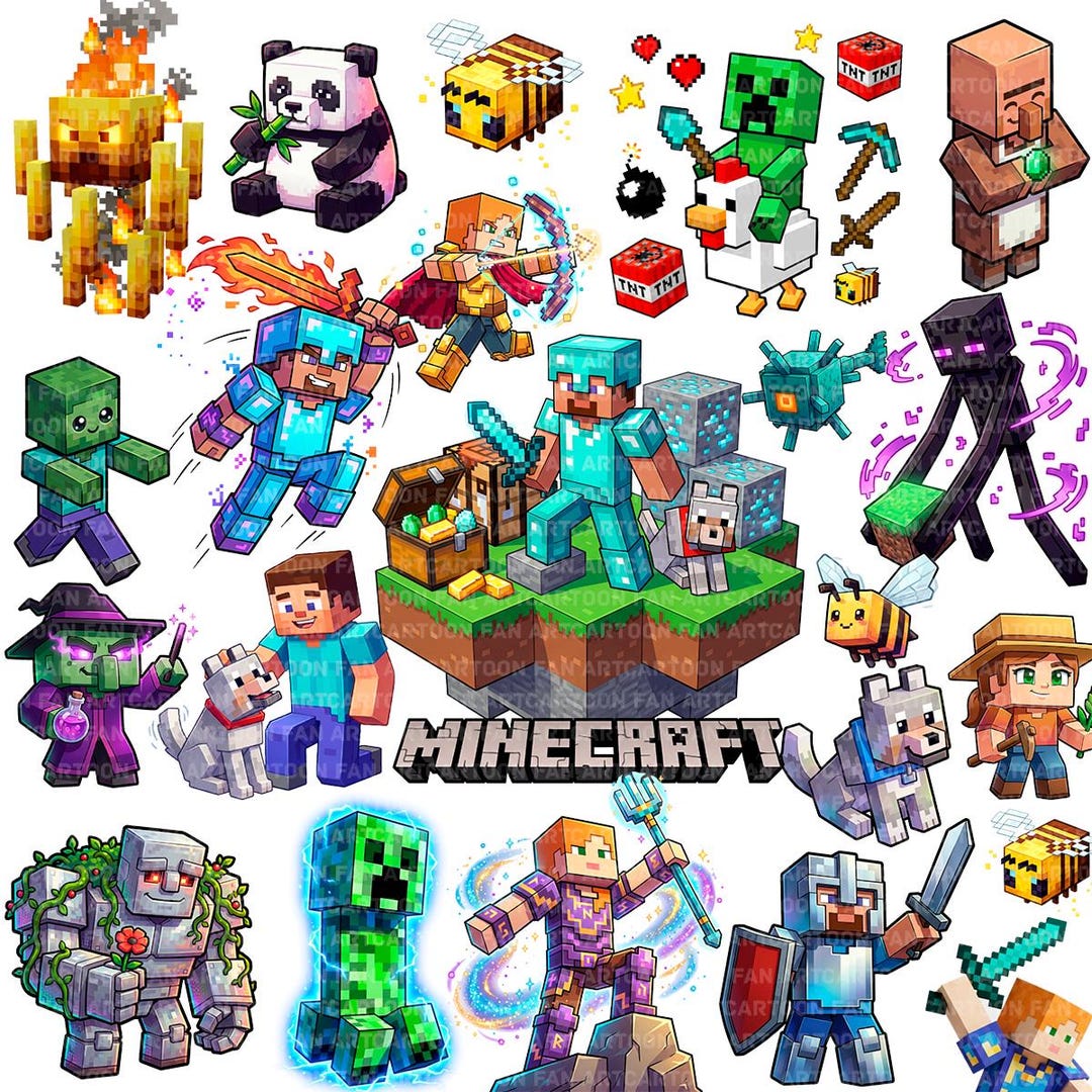55 archivos PNG de Minecraft 300 DPI de alta calidad. - Etsy España