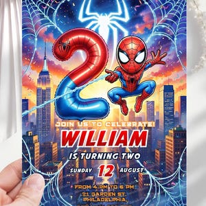 Redigerbar Spidey-födelsedagsinbjudan: Spider-Man-temafest (digital nedladdning)