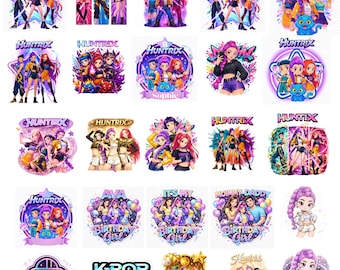 Más de 80 PNG SVG de cazadores de demonios del KPop: diseños de camisetas de grupos ídolos, diseño PNG de Girl Dinner Huntrix, PNG de bandas de chicos y chicas de Saja, descarga digital