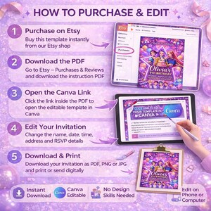 kpop Birthday Invitation | Kpop Demon Hunters Birthday Invitation | Editable Canva Template | Kpop Anime Invite | Printable Invite Card image 6
