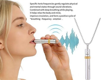 528Hz Vedic Sound Flute Pendant, Stress Relief Meditation Necklace