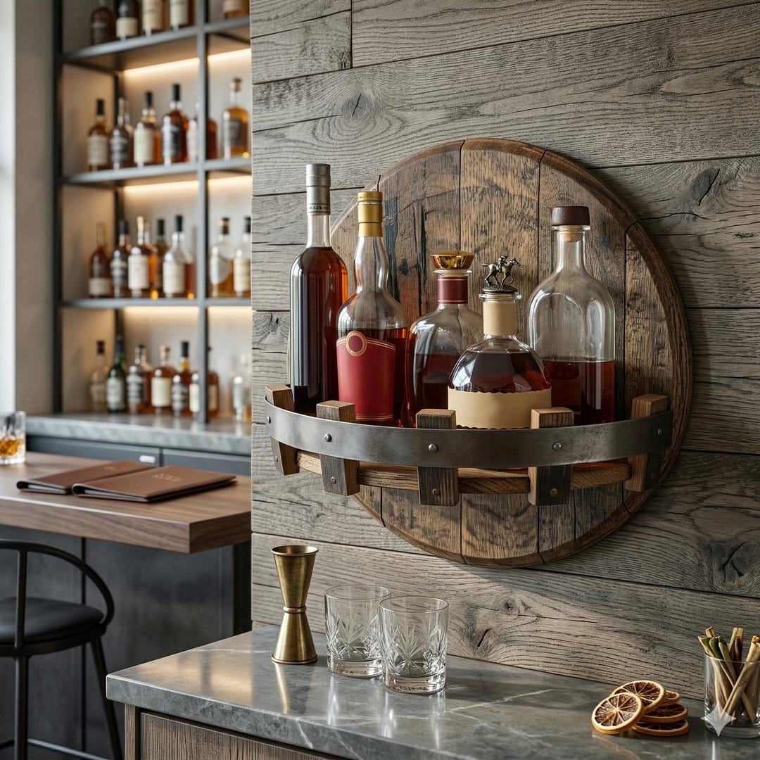 Handcrafted Wall Rack for Mounted Wine or Liquor Item, Wooden ...
