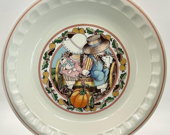 Vintage 1989 Watkins Country Kids “Pumpkin Ride” Recipe Pie Plate #4/5 – Autumn Gold Pumpkin Pie