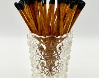 Vintage LE Smith Daisy Button Toothpick Holder Repurposed Match Holder | Clear Pressed Glass