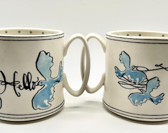 Anthropologie Sketchbook Mug Set – Gwyneth Leech – Blue Bird Design