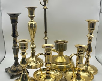 Vintage Solid Brass Candlestick Holders from India