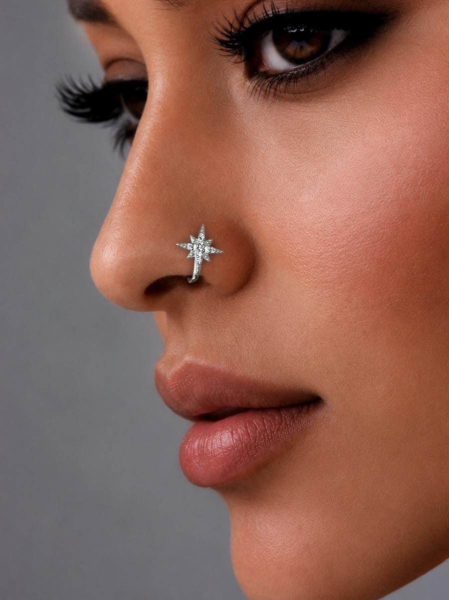 925 Sterling Silver Nose Cuff, Fake Nose Ring No Piercing