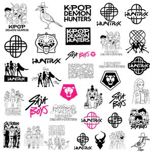 Kpop Demon Hunter PNG SVG, Camiseta de Grupo de Ídolos Kpop, Design PNG Huntrix, Bandas Saja Boys Girls PNG, Fãs de Huntrix, Download Digital imagem 3