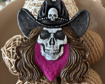 Skull Cowgirl 3D Car Air Freshener, Freshie