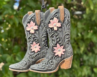 Tooled Floral Cowgirl Boots 3D Car Air Freshener, Freshie