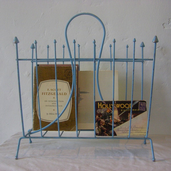 1950s 'Atomic Era' Vintage Magazine Rack - Vintage 50s Blue Color, great 'Shabby Chic' style piece - Treasury List Item