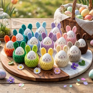 Crochet Osterhasenohren Eierhalter Muster | Frühling Tisch Dekor | Osterkörbchen DIY