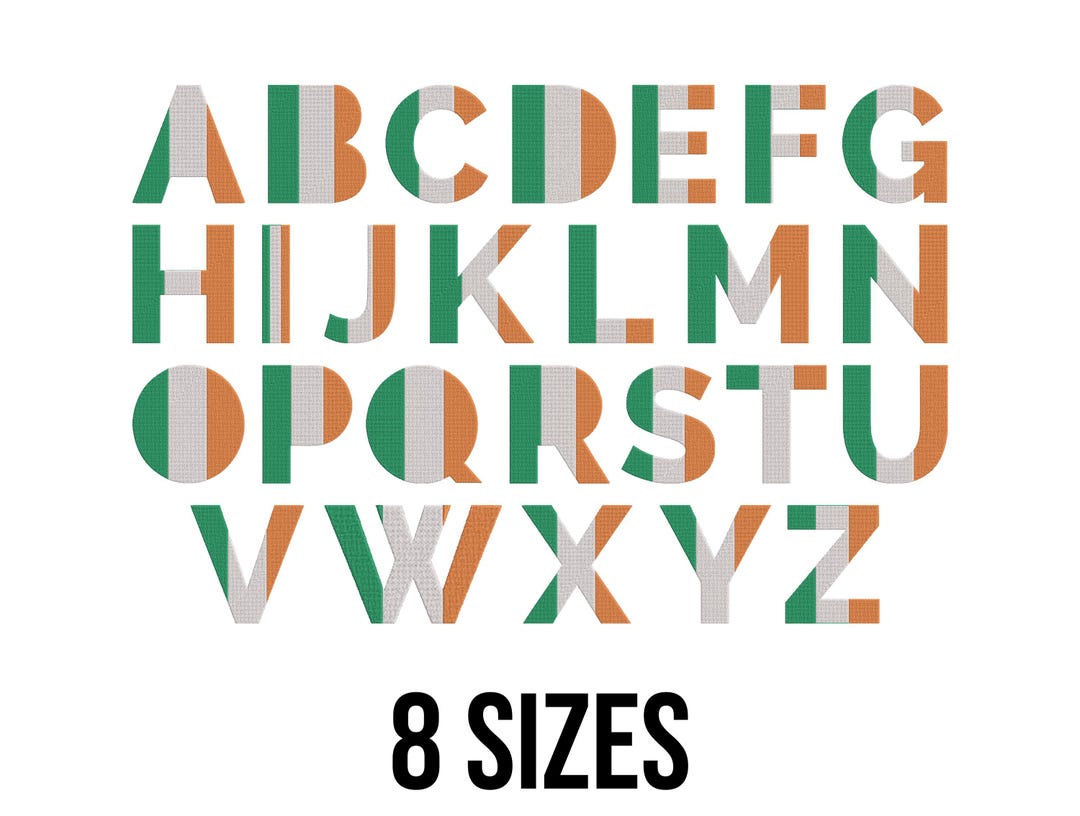 Ireland Flag Font Letter Alphabets Embroidery Design - St Patrick's Day ...