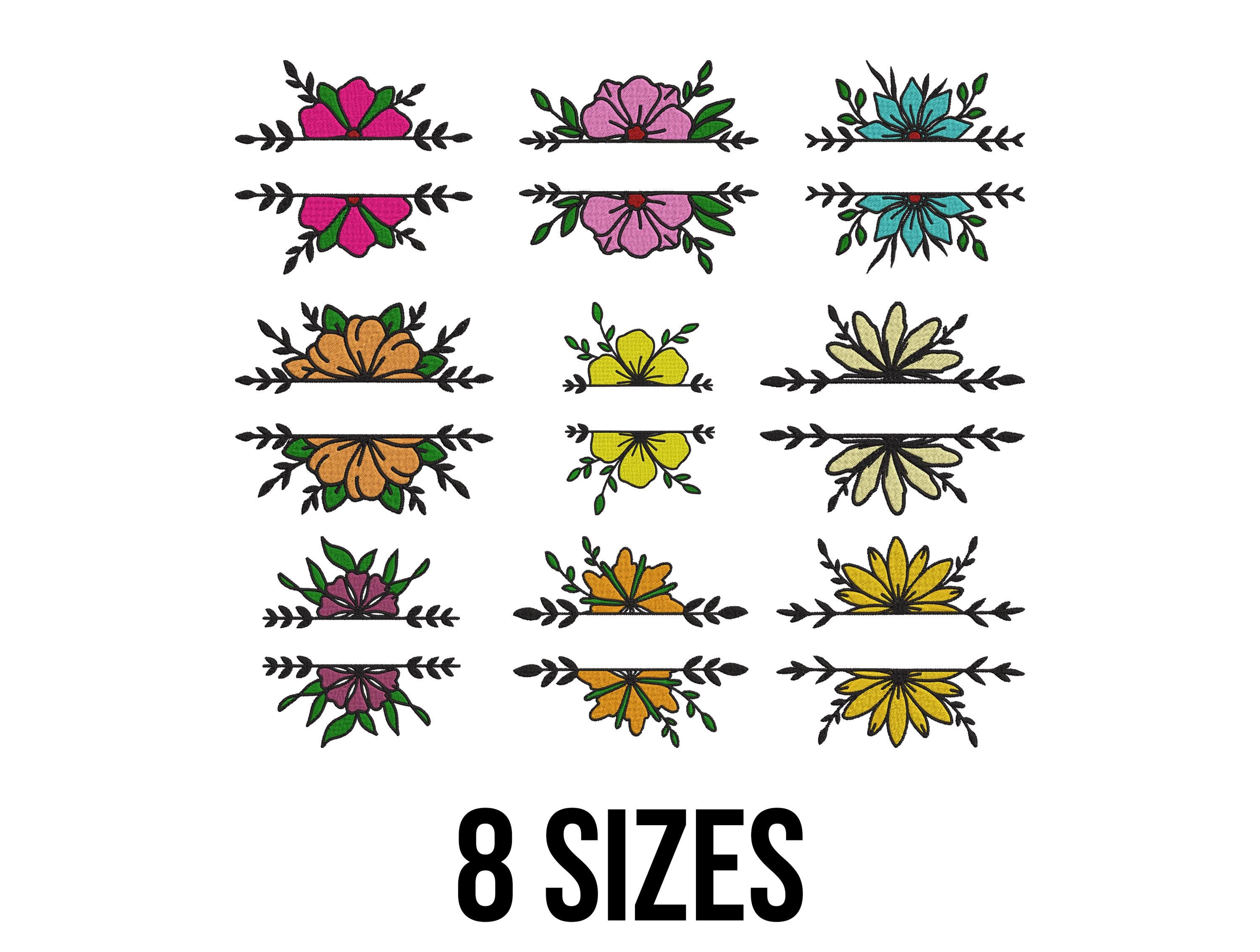 Split Flower Split Flowers Embroidery Design - Split Monogram Colorful Flowers With ...