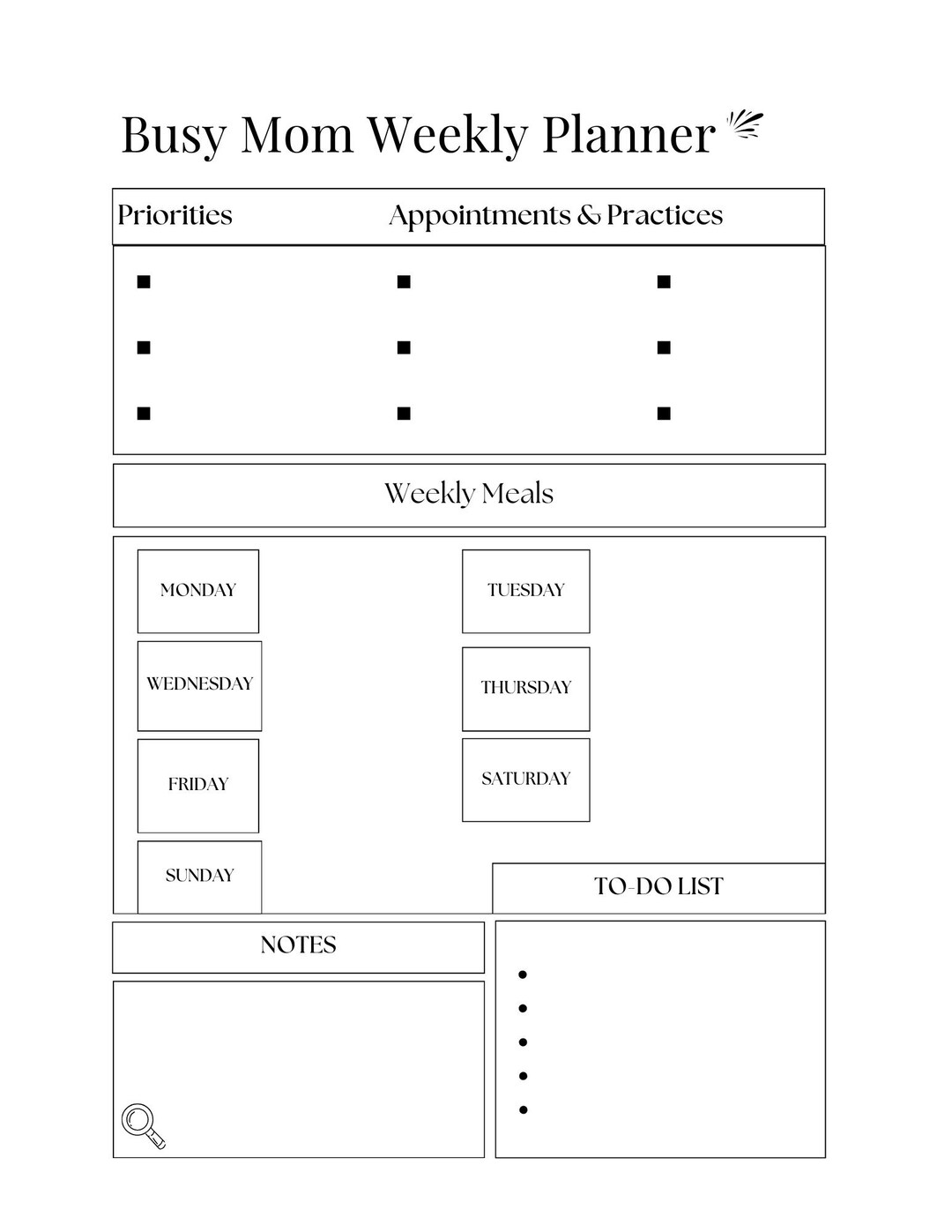 Busy Mom Weekly Planner | Simple Family Schedule Organizer | Meal ...