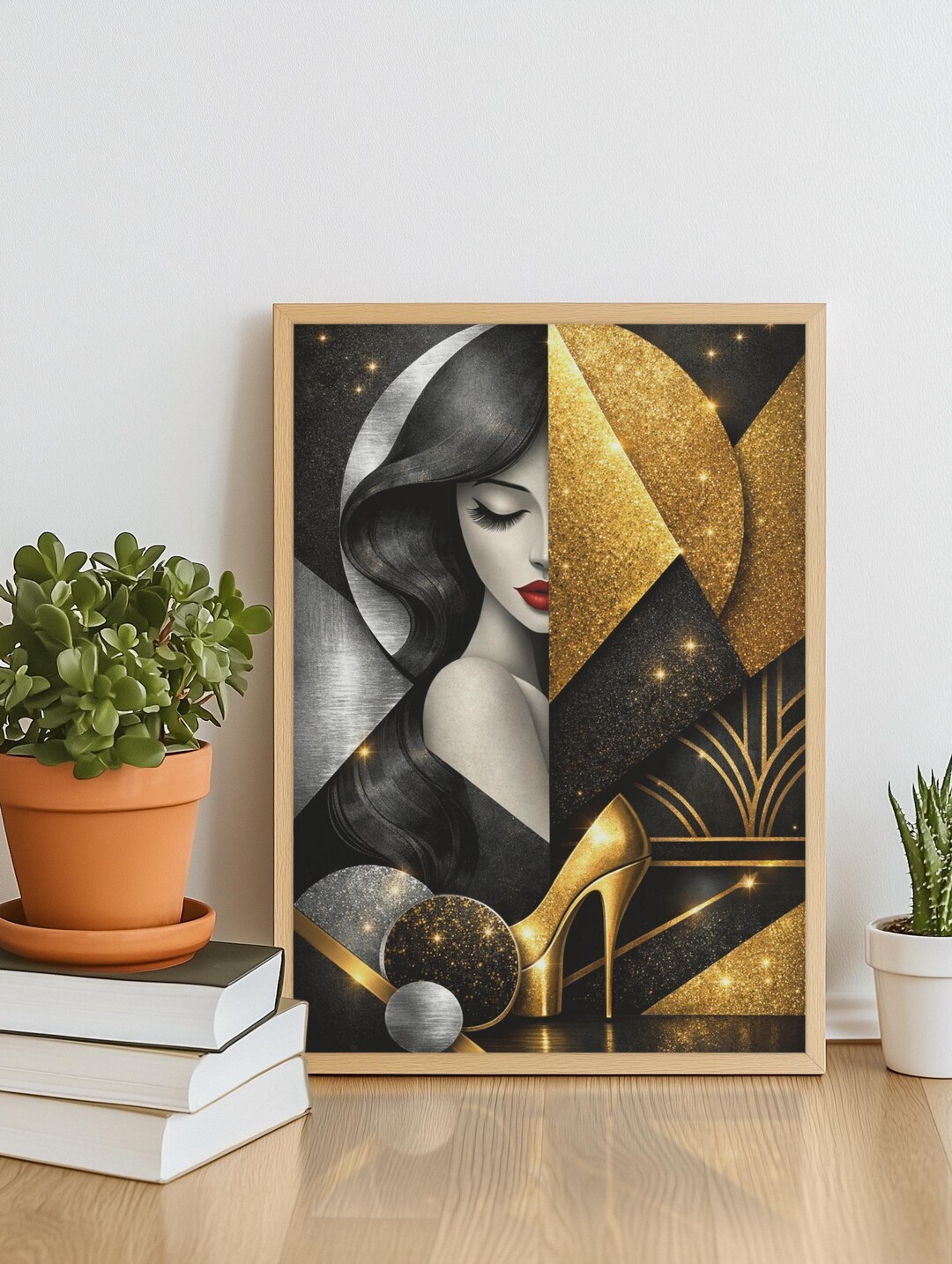 Art Deco Woman Wall Art, Gold Black Glam Poster, Luxury Home Decor ...